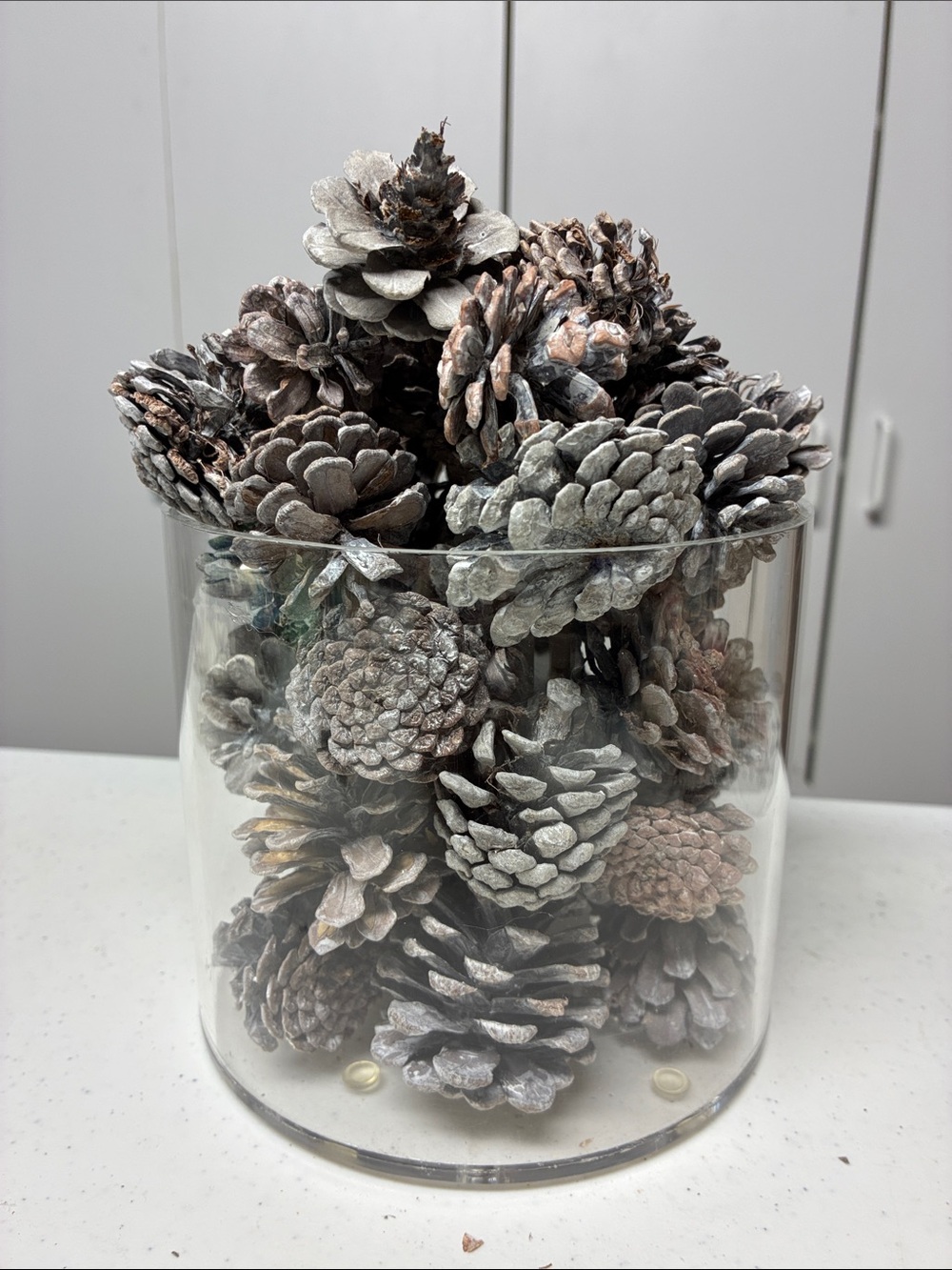 Natural Pine Cones White Washed, Cut Shaped 44 Pieces